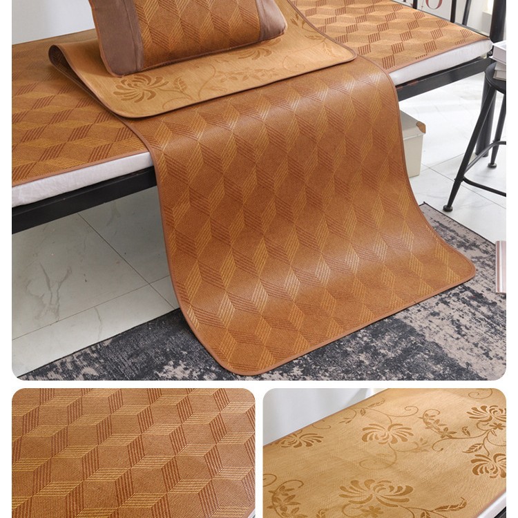 Asiento de verano, estera de ratán de doble cara, estera de seda de hielo para el hogar, estera de paja de ratán pura, plegable 0,9 m, dormitorio de estudiantes, estera individual