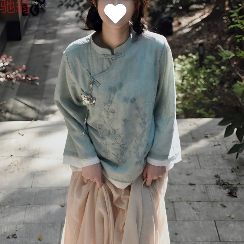 H8A хлопчатобумажный и льняный двухслойный китайский костюм