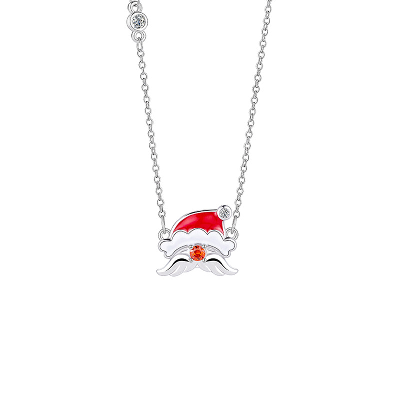 Original Santa Claus necklace jewelry women's light luxury niche stainless steel clavicle chain Christmas gift pendant accessories_voghion.com