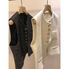 C注文を輸出して、お客さんは明るい花を提供していますねさっぱりしています小香風丸襟ベストコート女性2023