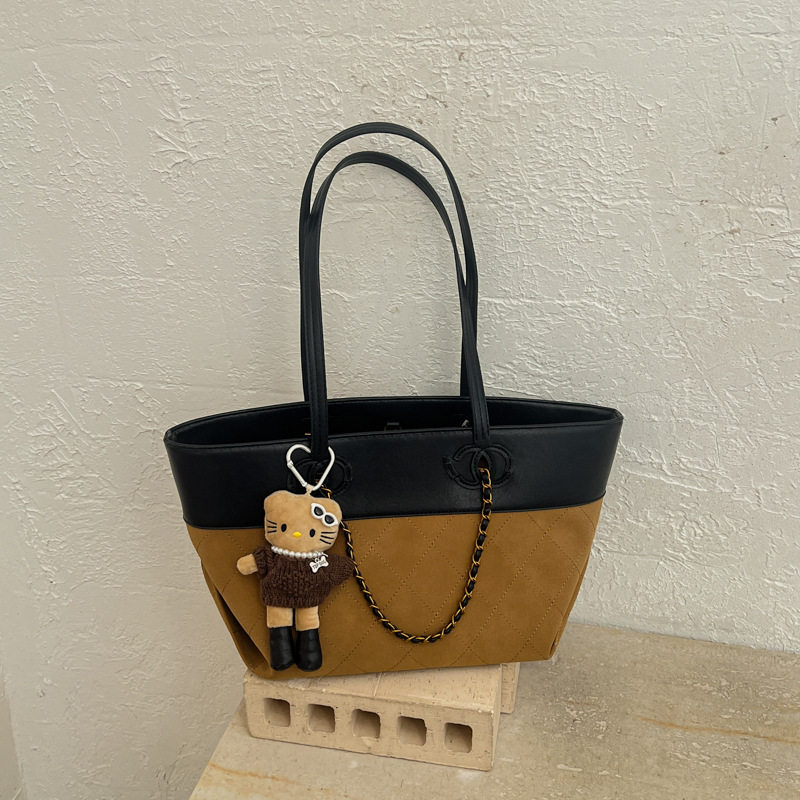 Túi tote nữ da PU cao cấp thiết kế tối giản dáng shopping bag dung lượng lớn đi làm — Màu vàng nâu không có mặt dây chuyền, Màu xanh lá cây không có mặt dây chuyền, Màu xám không có mặt dây chuyền, kaki không có mặt dây chuyền chi tiết 12