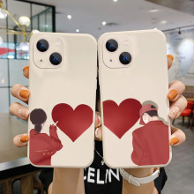 男生情侣爱心适用于苹果16promax手机壳新款iPhone15防摔保护套12