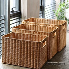Kens收纳筐仿藤编大号 INS风橱柜衣柜整理篮简约客厅储物筐玩具筐