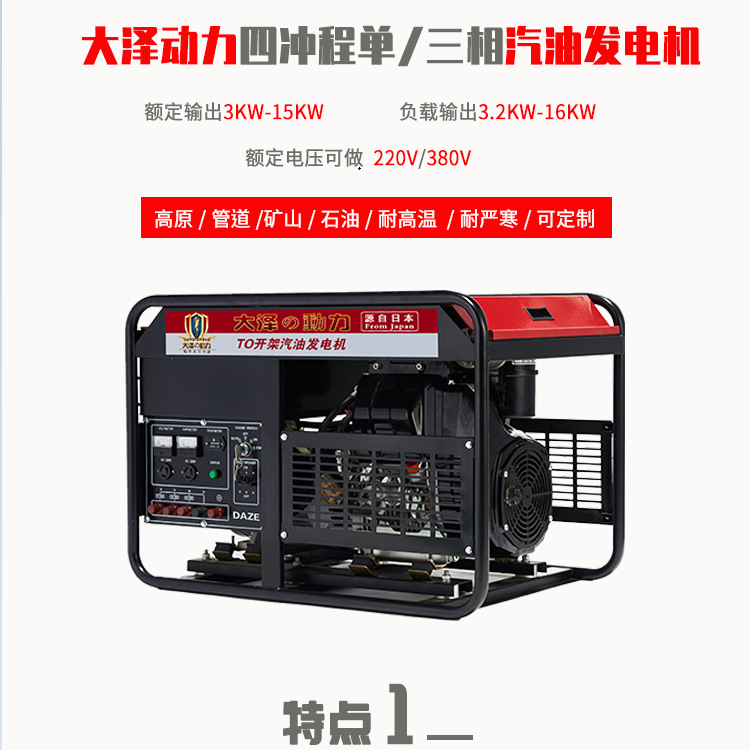 大泽动力TO13000ET 12KW汽油发电机 单相220V 三相380V
