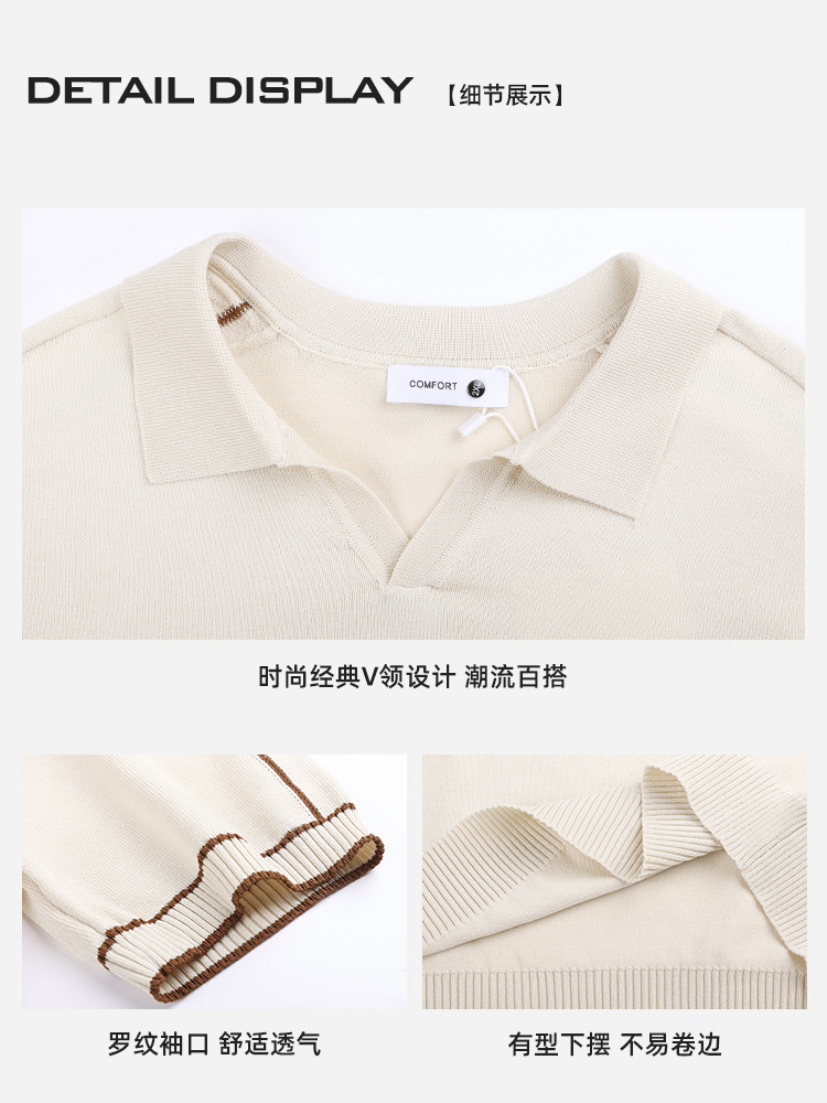 アイスポロシャツ半袖高级感夏メンズビジネスtシャツカジュアル襟折りニットtシャツメンズ