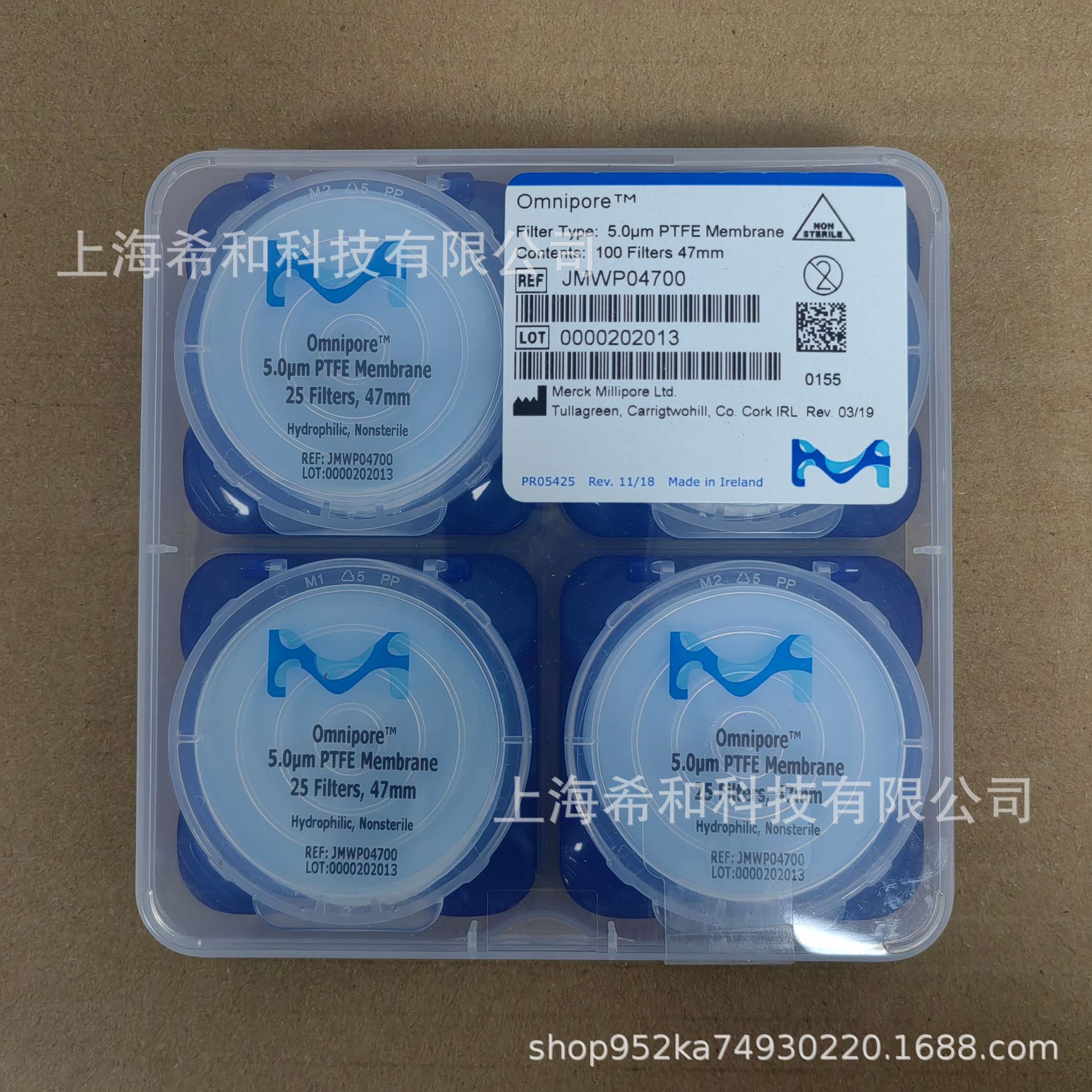 Millipore密理博PTFE表面滤膜   5μm  JMWP04700
