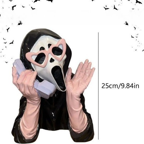 Halloween Ghoulish girl Scream Ghost on Phone pink|undefined