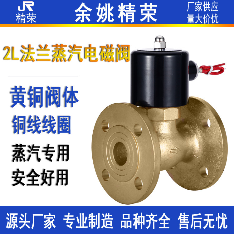 2L法兰蒸汽电磁阀AC220V蒸汽180℃压力1.6MPa黄铜阀体铜线1寸-2寸
