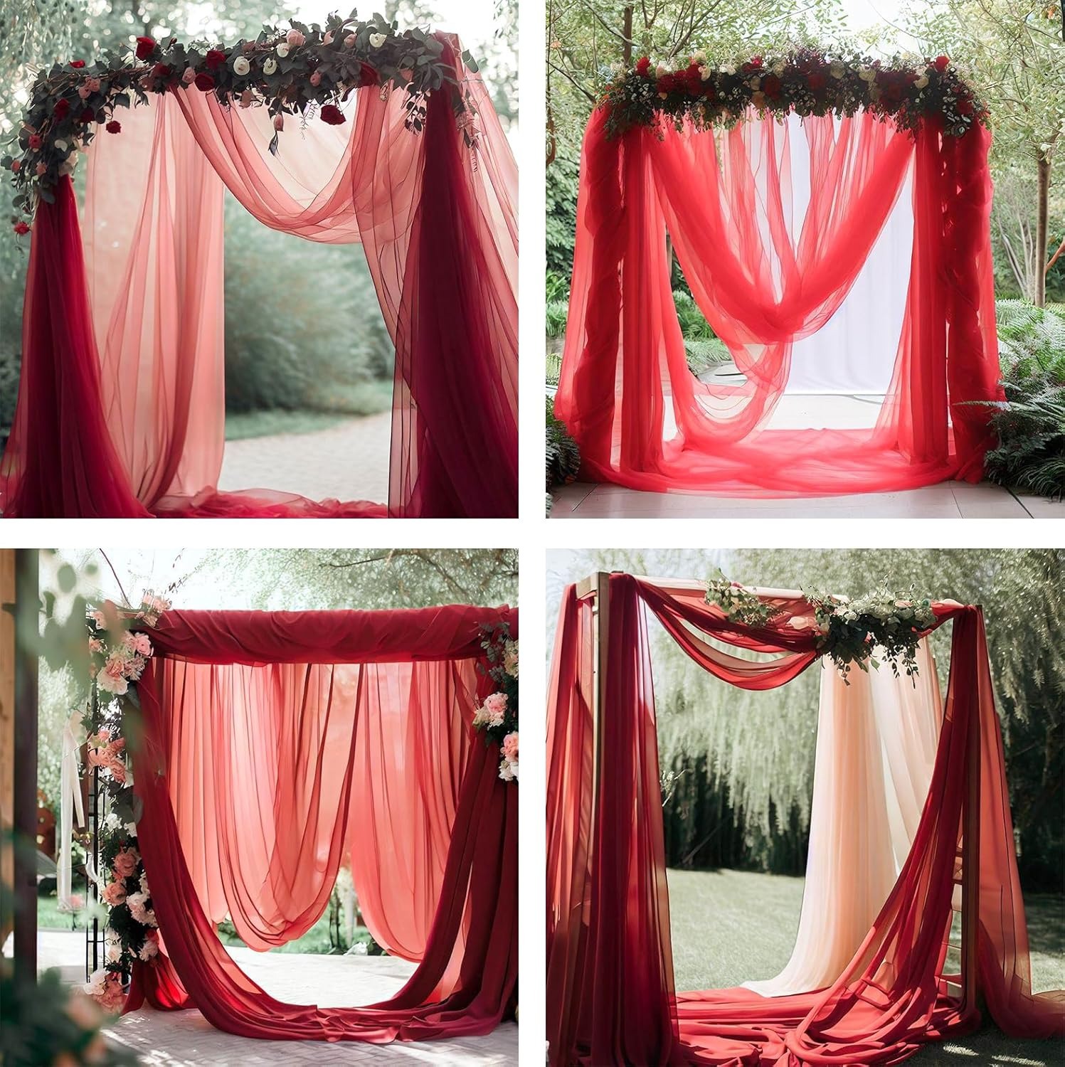 Velo de arco para boda, cortina de boda, velo de belleza, decoración para eventos al aire libre, camino de mesa, estilo europeo con perlas