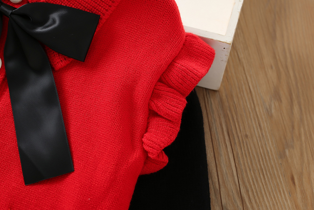 Mädchen Pullover Rock 2023 Herbst/Winter Neue Modische Lange ärmeln Western Strick Top Flare Hosen kinder Zwei_voghion.com