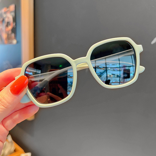  New Square Frame Children's Sunglasses Baby Round Frame Fashionable Children's Sunglasses Cute Frosted Frame Boys and Girls