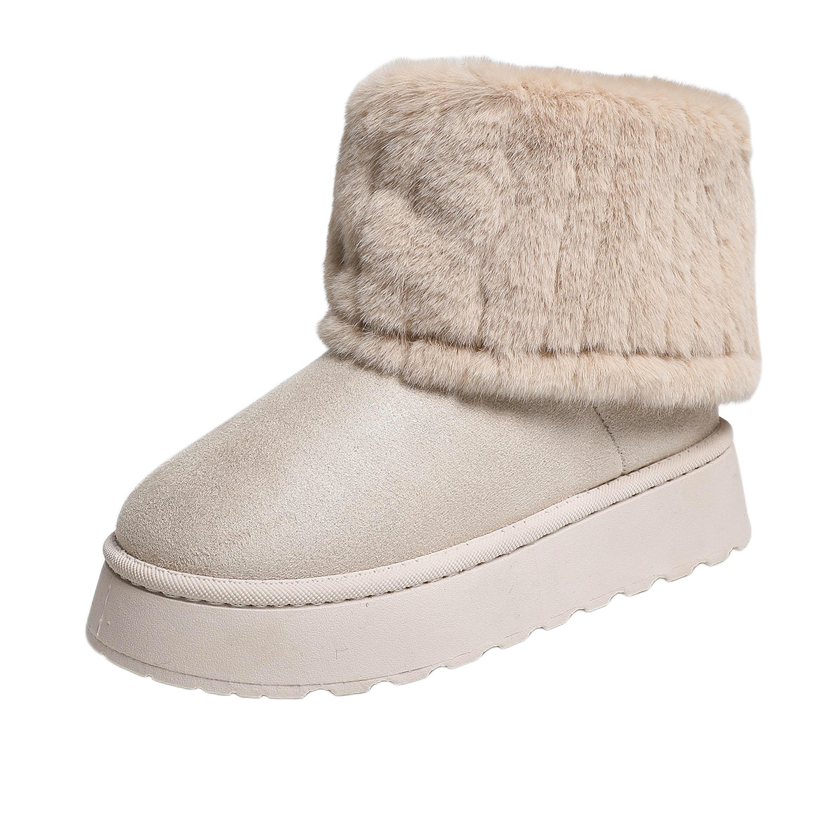 Botines de Nieve Térmicos para Mujer de Suela Gruesa de Gamuza para Invierno