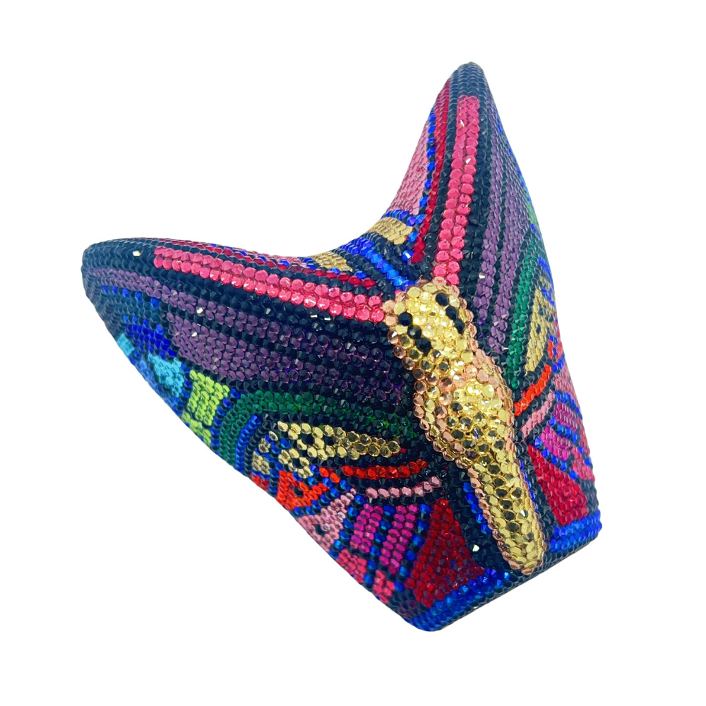 Túi clutch nữ đính pha lê hình bướm dạ hội — Hồng đỏ, Màu đen, Màu xanh lam, Màu tím chi tiết 3