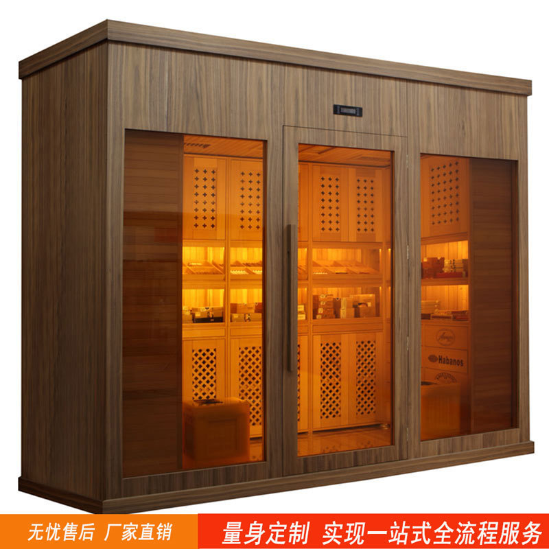 Hmy-Cx300 Solid Wood Constant Temperature Wine Cabinet Cigar Room Tea Cabinet Intelligent Constant Temperature and Humidity Cigar Cabinet Can Be Customized