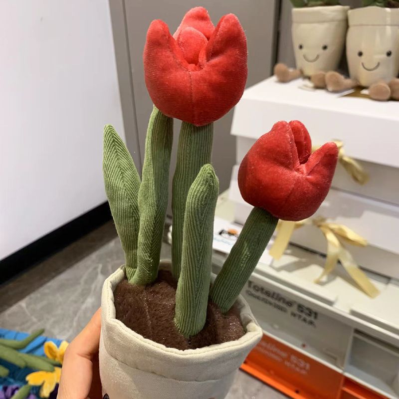 国産ジェリーキャットと同じスタイルの水仙、チューリップ、ヒマワリ、デイジー、大輪の花、鉢植えのおもちゃ、花束|undefined