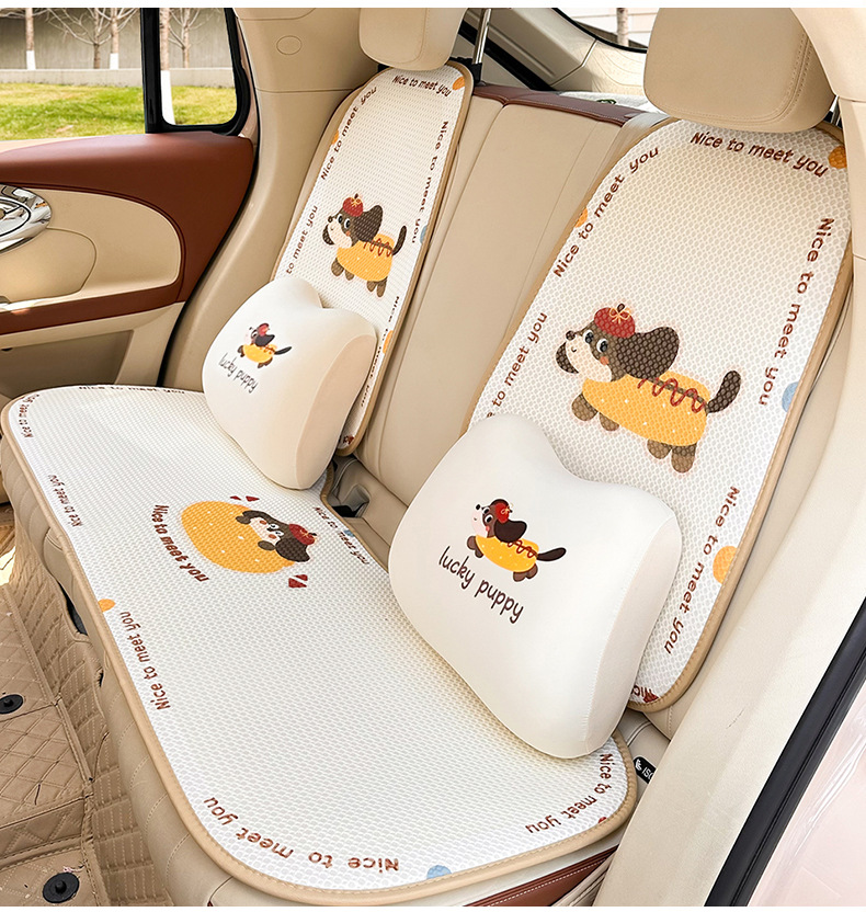 Blue Rain Ice Silk Memory Foam Car Headrest Lumbar Support Cartoon Cute Car Waist Support Cushion Comfortable Car Pillow