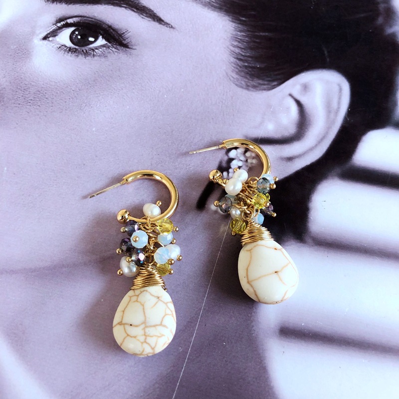 Vente En Gros Bijoux Style Ethnique Perles De Verre Turquoise Boucles D&#39;oreilles En Forme D&#39;insecte Nihaojewelry display picture 6