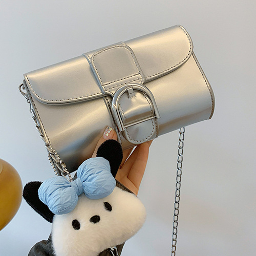 ins超火网红漆皮链条迷你小包包女2024新款潮韩版百搭单肩斜挎包