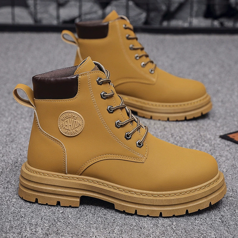 Ботинки с ревенем, осень 2024, популярные мужские ботинки, британские высокие ботинки, мужские кожаные ботинки, универсальные рабочие ботинки в стиле ретро