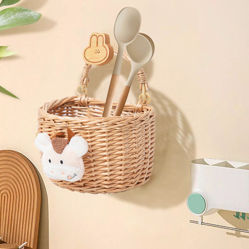 Cestas de flores portátiles tejidas a mano tejidas de paja pequeñas macetas colgadas de pared de caña tejidas cestas colgadas de calabaza de agua colgadas de hierba flor seca vasos