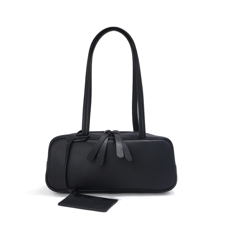 Top Grain Cowhide Leather Shoulder Bag Large Capacity Boston Bag Women's Genuine Leather Underarm Bowling Retro Handbag Pillow Bag - Thumbnail 5