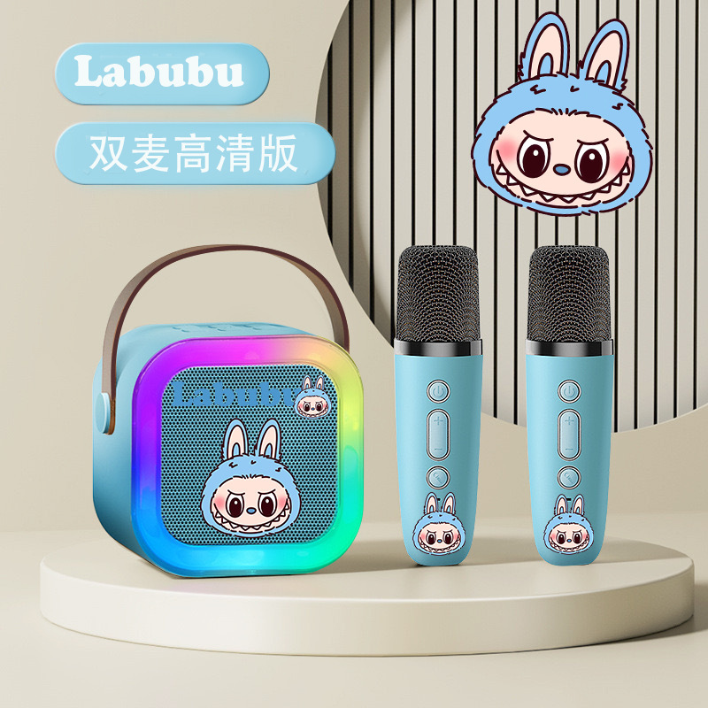 新しい漫画ミニ便利な Bluetooth スピーカーデュアルマイク統合歌 KTV アンビエントライト付き|undefined
