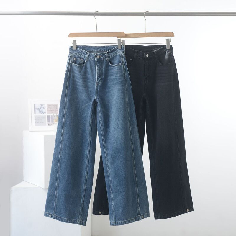 2026 Mo New Cotton Denim Side-Stitched Straight Wide-Leg Pants Fashion Casual Slimming Jeans Long Pants for Women 2026 Mo New Cotton Denim Side-Stitched Straight Wide-Leg Pants Fashion Casual Slimming Jeans Long Pants for Women