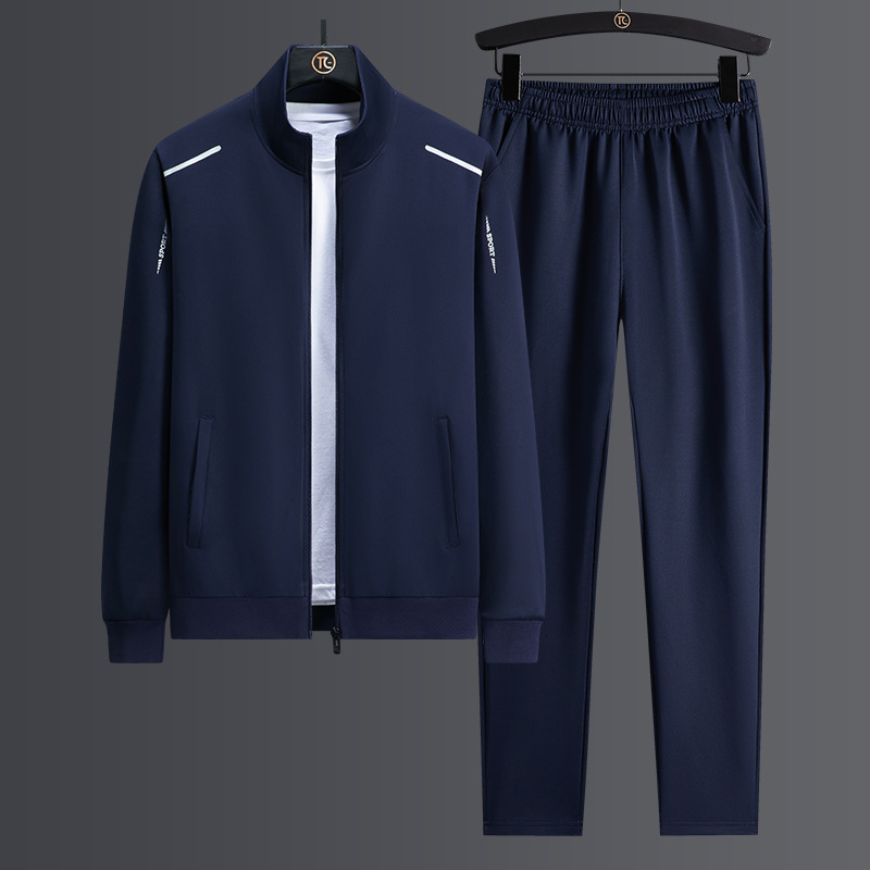 Conjunto deportivo transfronterizo para hombre, primavera y otoño, chaqueta holgada con cuello alto, pantalones de pierna recta de talla grande, conjunto de dos piezas, sudadera para hombre, comercio exterior.