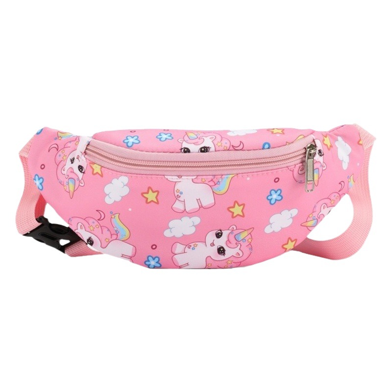 2025 Autumn and Winter New Children's Bag Cartoon Cute Baby Waist Bag Nylon Lightweight Girls Printed Crossbody Bag Chest Bag