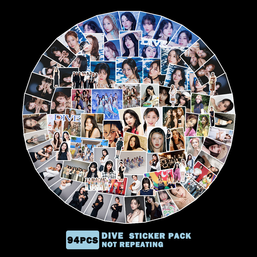 Pegatinas integradas 100 pegatinas de flujo coreano pegatinas de soporte pegatinas de la vida real KPOP pegatinas decorativas IVE 96 piezas