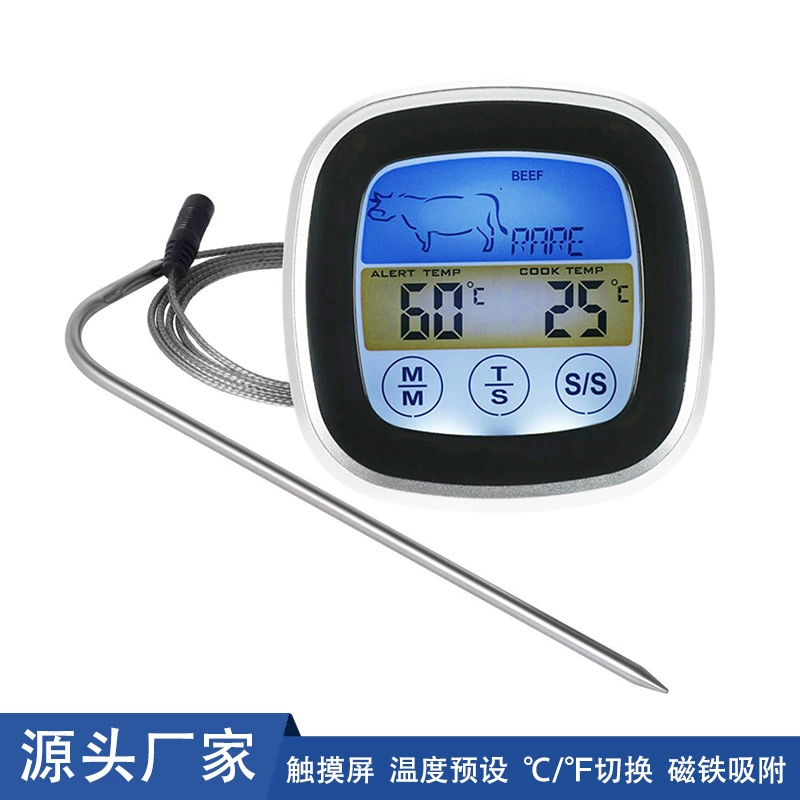 Производитель оптовая продажа красочная подсветка сенсорный экран термометр наружная печь BBQ хронометрический контроль температуры сигнализация Барбекю температура вилка