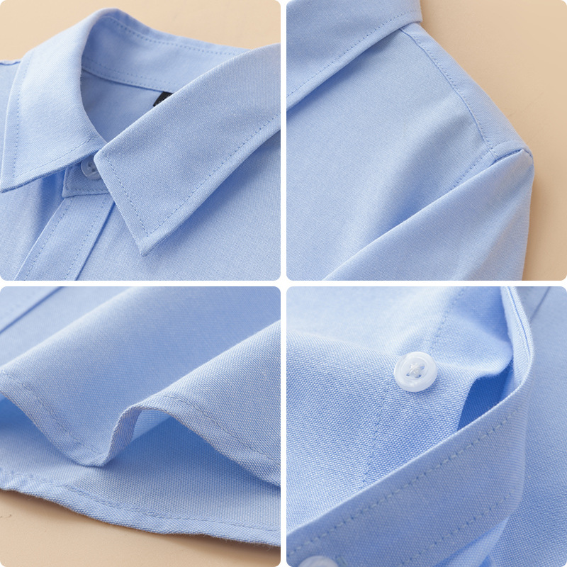 Camisa para niños Camisa de manga corta Oxford azul Camisa de verano para niños y niñas Camisa de rendimiento para niños