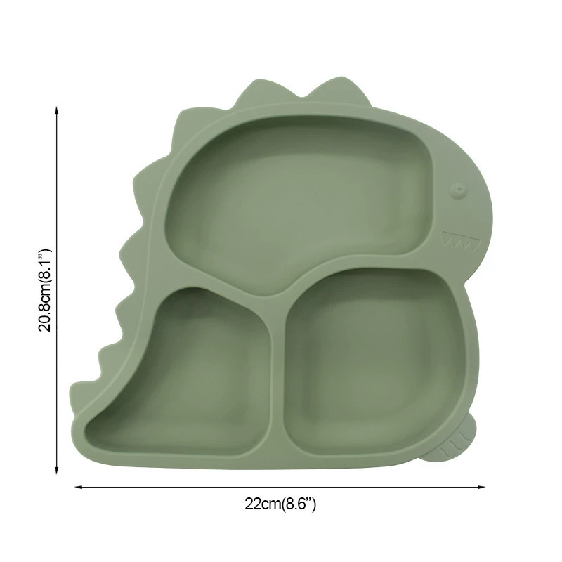 Children's silicone cartoon dinner plate, dinosaur, tableware for supplementary food, design set