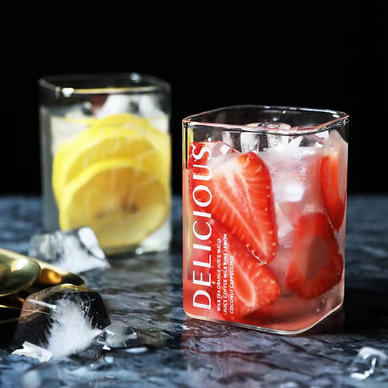 Nórdico cuadrado borosilicato vidrio hogar desayuno taza de leche boca cuadrada creativo bebida taza Jugo