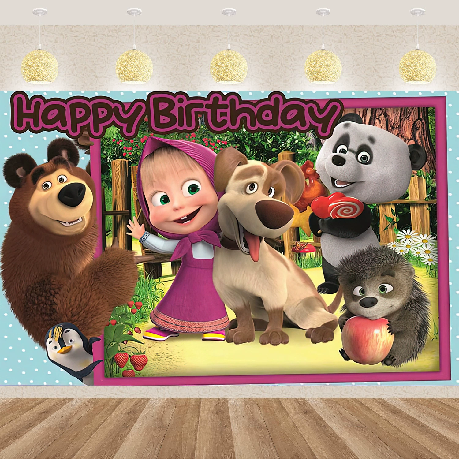 Трансграничный Amazon новый фон ткань Марта и медведь фон ткань виниловый материал детский день рождения фон