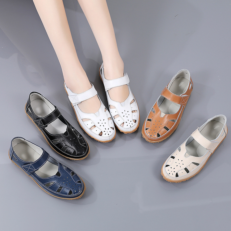 Cross-Border Summer New Style Women's Sandals, Large Size Hollow-Out Shoes, Casual Mom Shoes, Women's Single Shoes, Breathable Nurse Shoes, Sizes 35-46