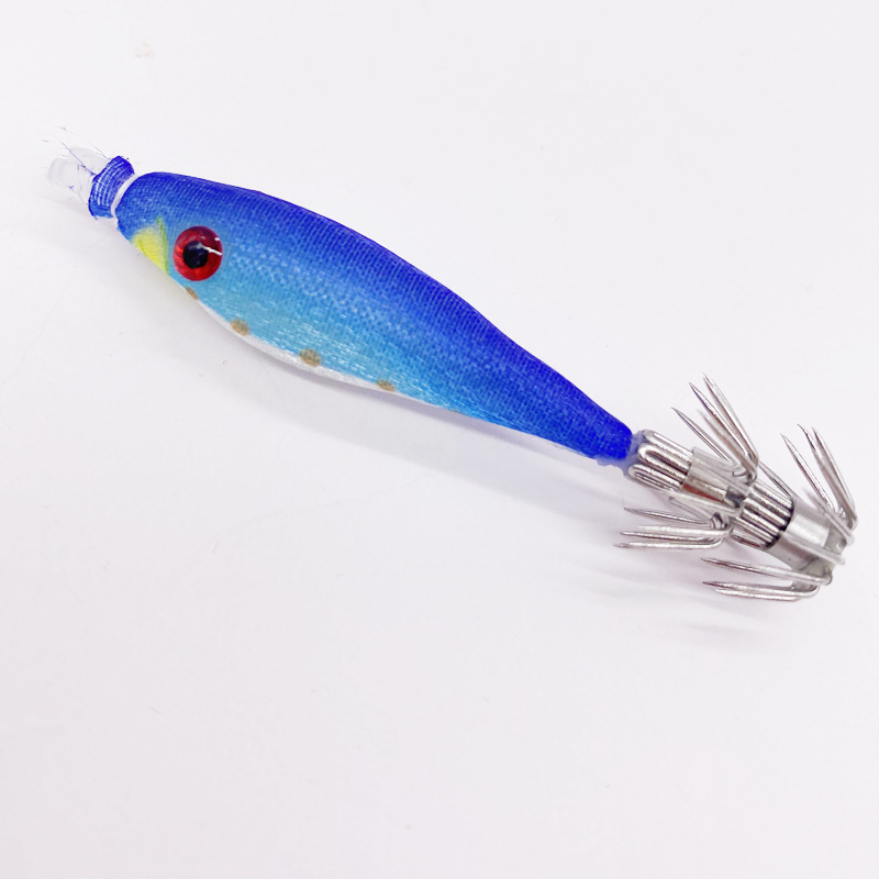 Tubo de soplado japonés artefacto gancho de calamar tubo de soplado gancho rollo de tela luminosa UV calamar sepia cebo falso gancho camarón de madera