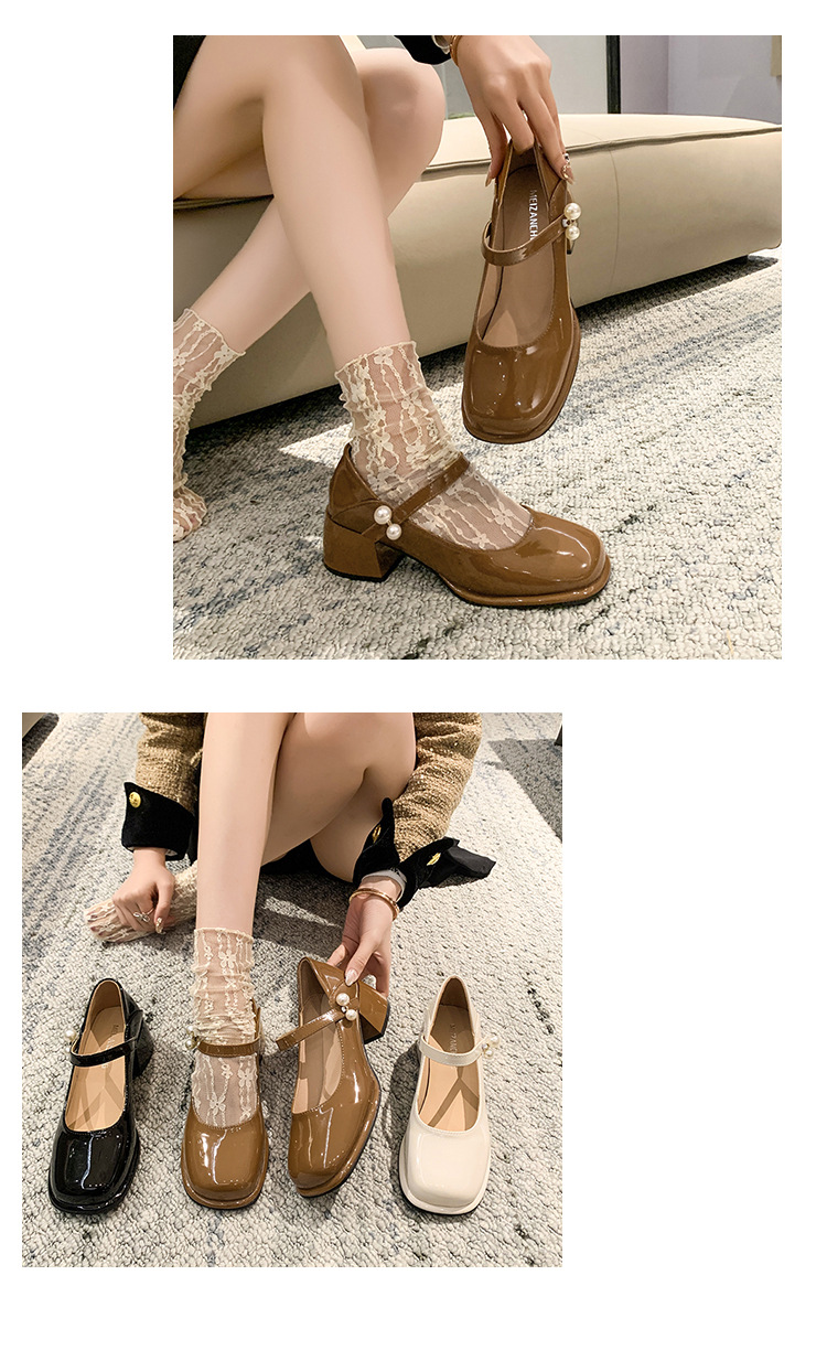 Mary Jane Little Leather Children's Summer 2024 Spring/Summer New Pearl Button Fairy Soft Thick Heel Shoes Girl_voghion.com