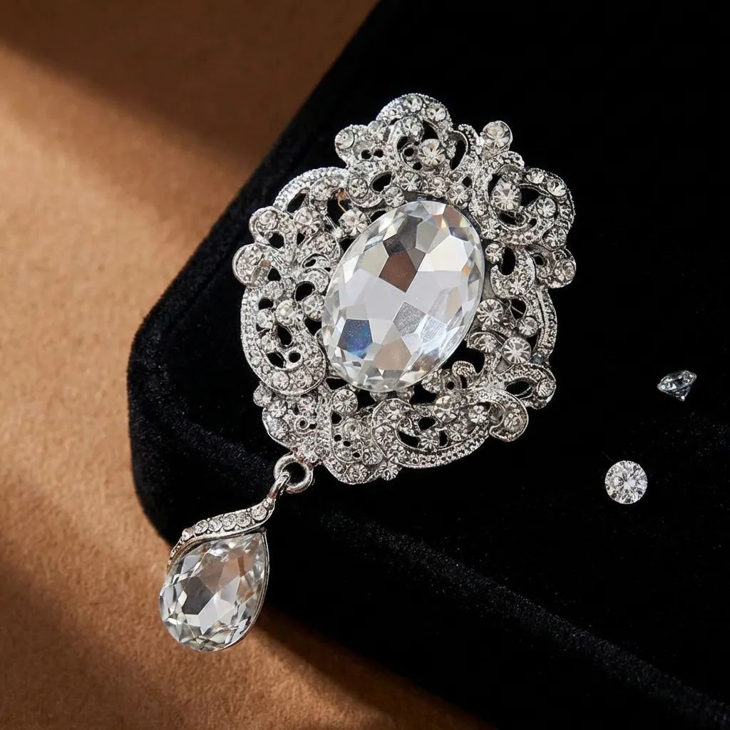 Elegante kristallen broche voor dames sjaalspeld accessoire_voghion.com