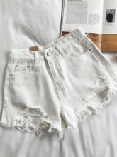 J 13373 Distressed High Waist Wide Leg Denim Shorts �ƶ�ţ��