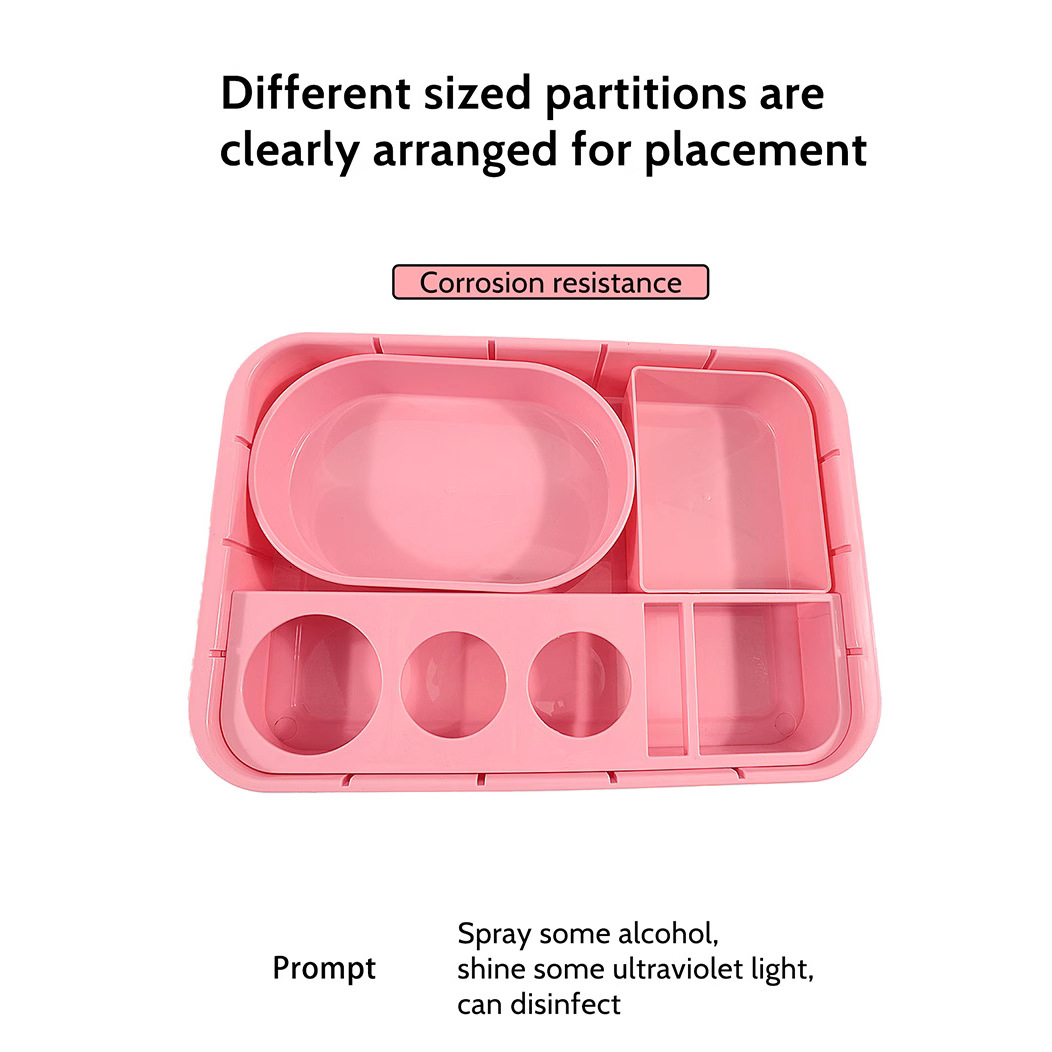 Nuevo juego de placa de trabajo rosa bandeja de joyería de acero inoxidable herramientas de uñas cosméticos bandeja de almacenamiento de metal