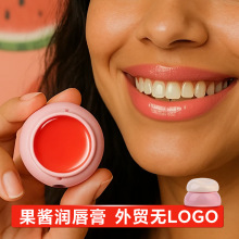 跨境唇膜果酱润唇膏Lip balm有色唇蜜啫喱便携带唇刷可印logo