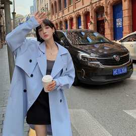 2025年春秋装新款减龄百搭舒适又亲肤高级感气质过膝女中长款风衣