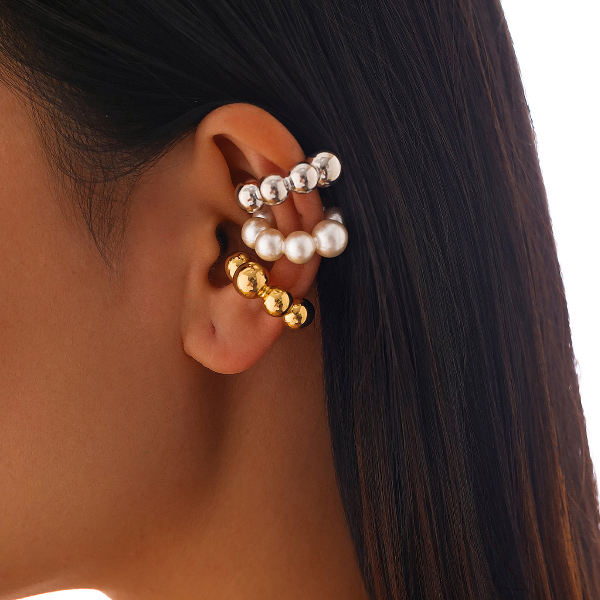 8g Weight Ear Cuffs Classification 1 Set Quantity Holiday, Daily Occasion CCB Material Geometric, Circle Pattern All Seasons Season Women's Gender Plating Design Simple Style Style 1 Set Simple Style Geometric Circle CCB Women's Ear Cuffs 10