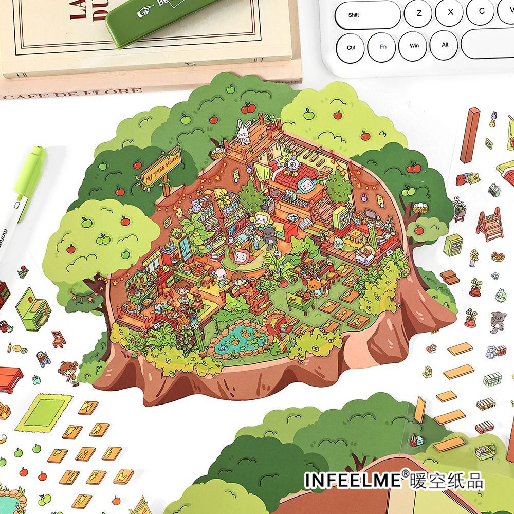 Mo Yan Infeel.Me 2.5D pegatinas paisajísticas de gran tamaño mi segunda bala pegatinas paisajísticas de la cabaña