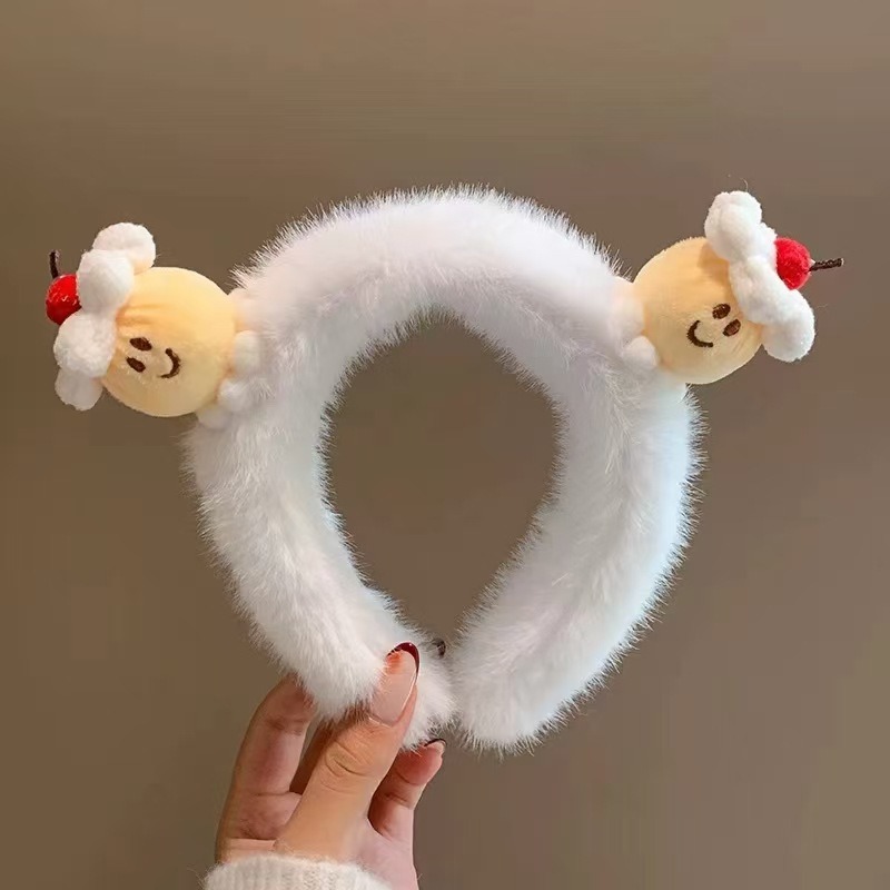 Nuevo hermoso amor tridimensional oso cabello red de peluche rojo dibujos animados orejas lavar la cara cabello red adornamiento para el cabello rojo al por mayor