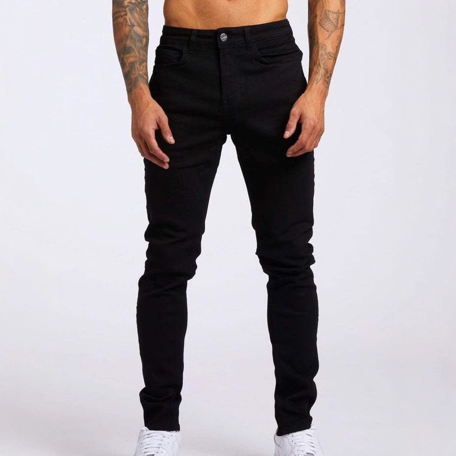 Cross-Border European And American Sale New Men's Jeans Ins Trend Slim Fit Denim Trousers_voghion.com