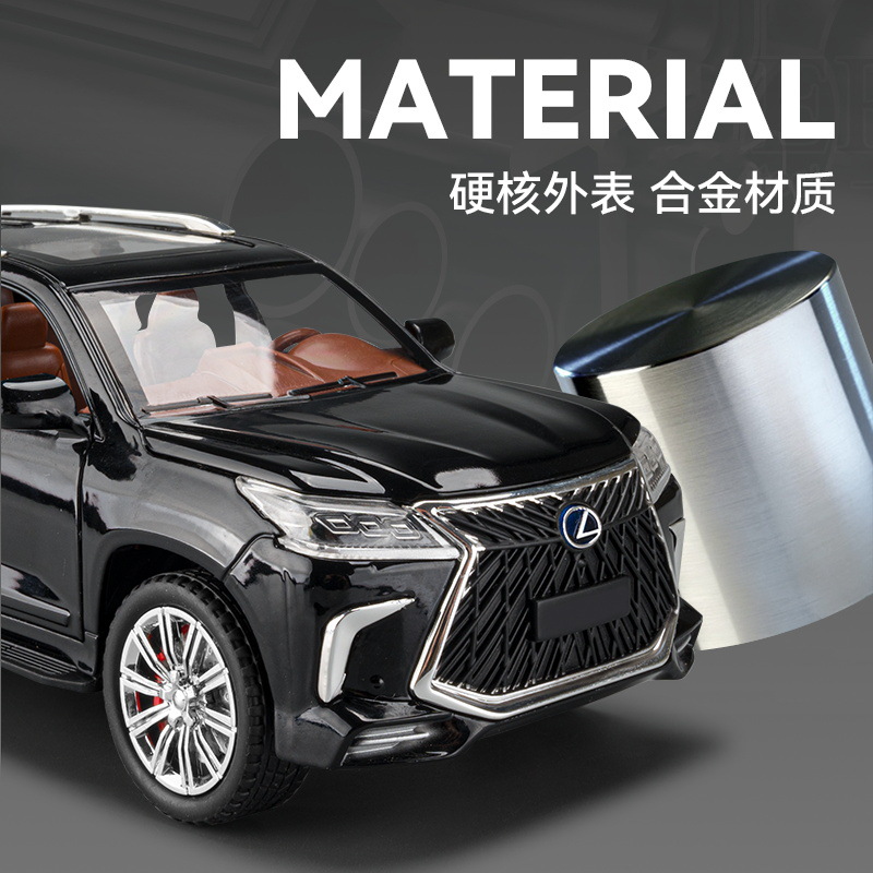 (En caja) 1:24 modelo de coche de aleación de simulación Lexus LX570 pull back decoración del coche de juguete de sonido y luz