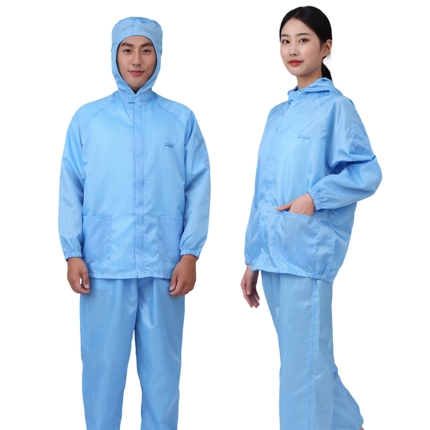 防粉尘分体连帽工作服套装藏青色防尘服防静电衣无尘工厂车间工装