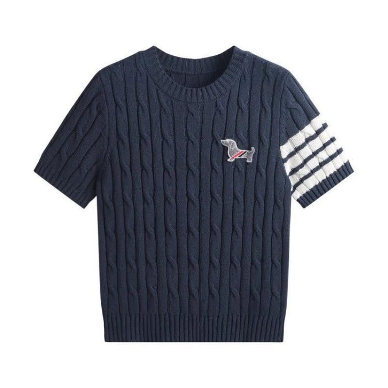 夏デザインニッチ通勤ツイスト半袖セーターレディース子犬刺繍カレッジスタイル万能Tシャツトップ|undefined
